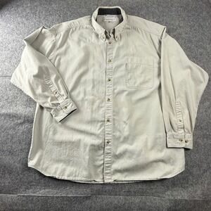 Columbia Sportswear Company Mens 3XB Button Down Long Sleeve Shirt Beige Cotton